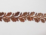 Лента декоративная медная, веточки с крупными листиками, ширина 11 мм (10 см)
